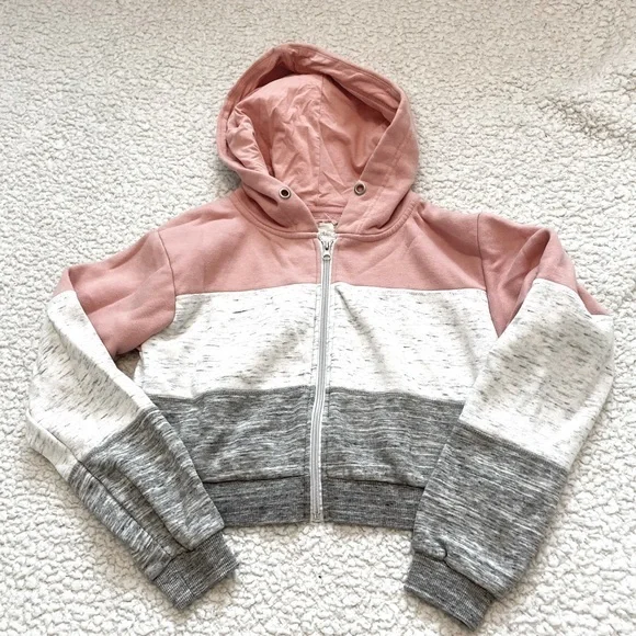 UEC 🩷 Tri-Color Cropped Zip-Up Hoodie | Size Small - Picture 5 of 7
